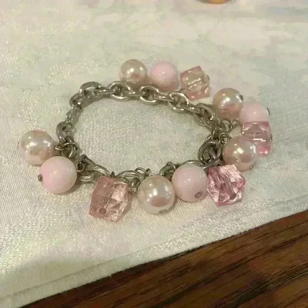 Vintage pink and silver bracelet
